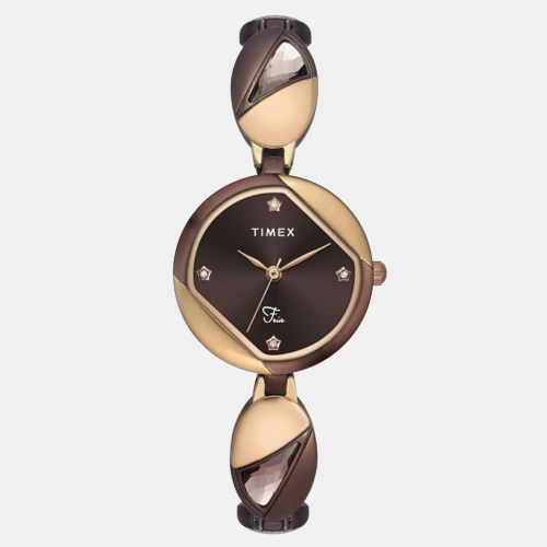Fria Women Quartz Brown Dial Analog Stainless Steel Watch TWEL16303