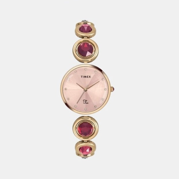 Fria Women Quartz Pink Dial Analog Stainless Steel Watch TWEL16402