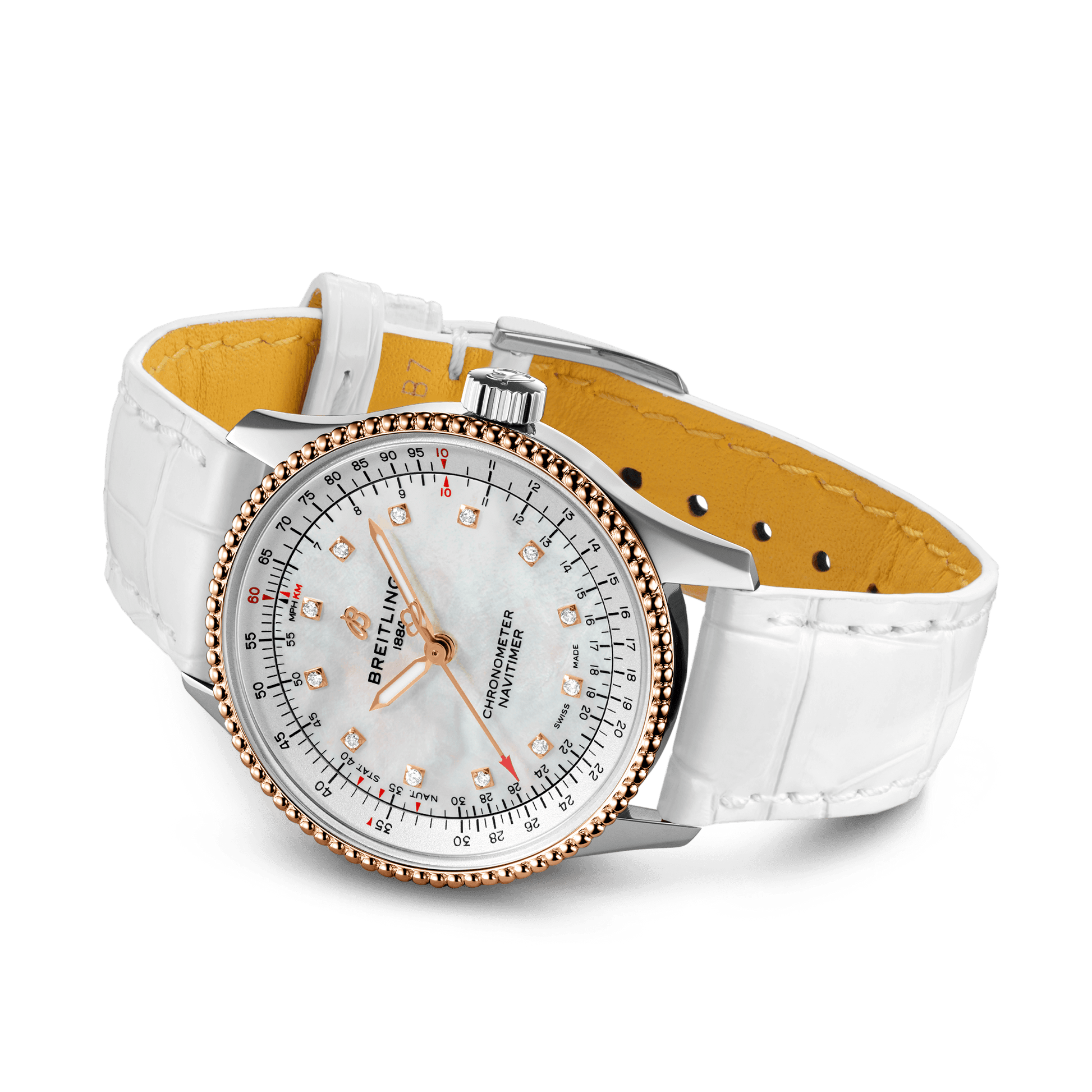 Breitling Navitimer Rose Gold Mop Dial 35 MM Watch for Women