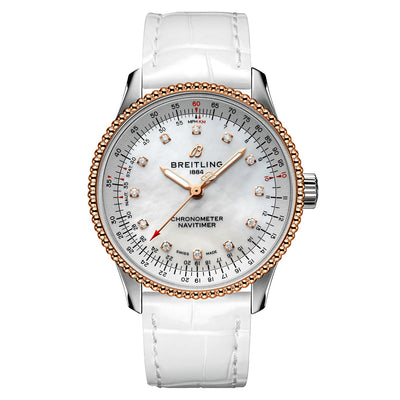 Breitling Navitimer Rose Gold Mop Dial 35 MM Watch for Women
