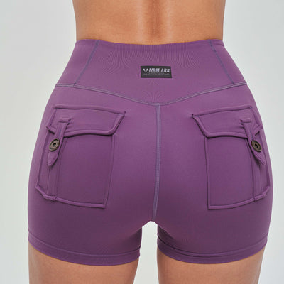 V-waist Cargo Shorts - Purple