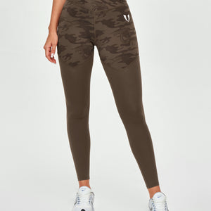 V-waist Gym Leggings - Brown Camo