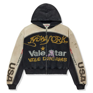 Vale Forever Vale Star Dest Black Tan Zip-Up Hoodie