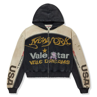 Vale Forever Vale Star Dest Black Tan Zip-Up Hoodie