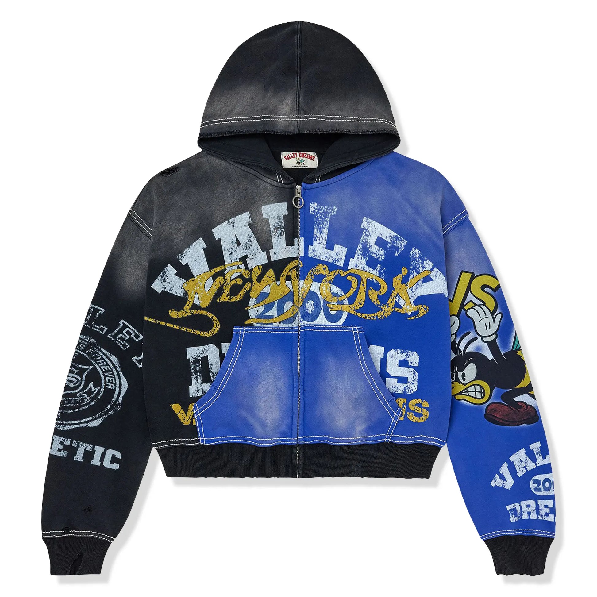 Vale Forever Valley Dreams Bipolar Black Blue Zip-Up Hoodie