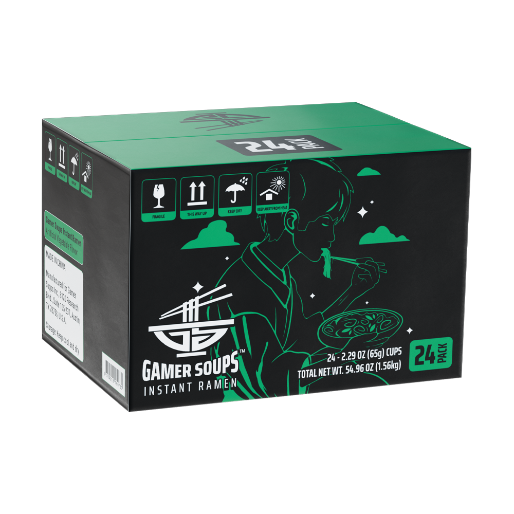 Gamer Soups Instant Noodles - Vegetable (24 Cup Box)