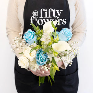 Blue Fuzzy Rose Bouquet Bar Kit