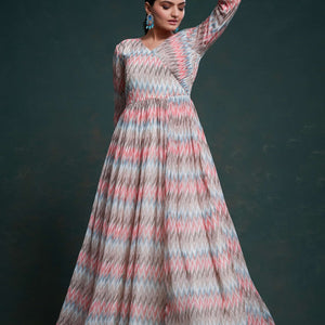 Vibrant Multi-Colored Georgette Dress with Elegant Prints