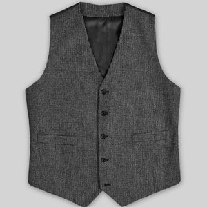 Vintage Gray Macro Weave Tweed Waist Coat