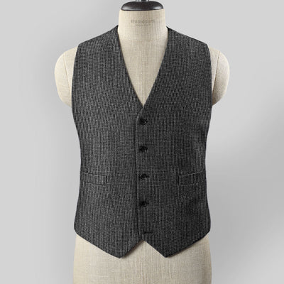 Vintage Gray Macro Weave Tweed Waist Coat
