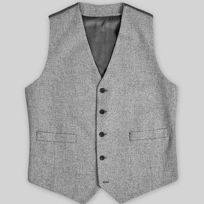 Vintage Plain Gray Tweed Waist Coat