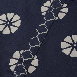 Navy Blue Pure Cotton Floral Printed Kurta Set VKSET1001