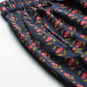 Cotton Navy Blue Floral Printed A Line Kurta Palazzo Set VKSET1136