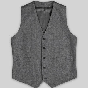 Vintage Herringbone Gray Tweed Waist Coat
