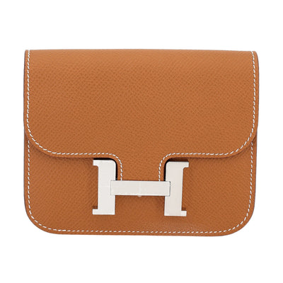 HERMÈS Constance Slim Wallet Gold (37) Epsom Palladium hardware