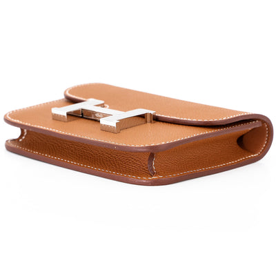 HERMÈS Constance Slim Wallet Gold (37) Epsom Palladium hardware