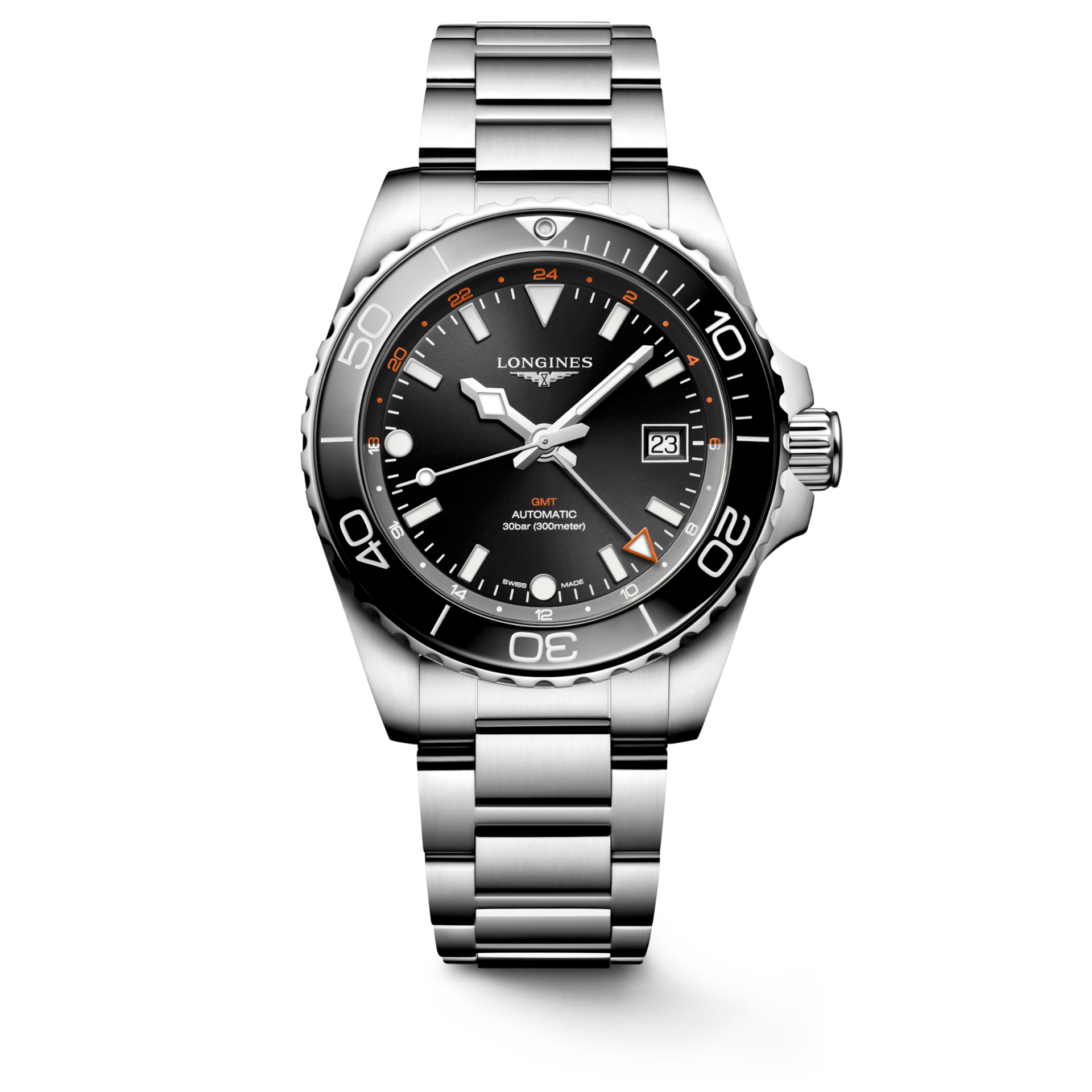 Longines Hydroconquest Gmt Sunray Black Dial Men 41mm