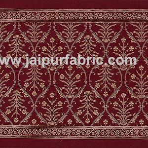 Double Bed Sheet  With Shining Gold Print Maroon Base Gold Retro Pattern Super Fine Cotton  Double Bed Sheet