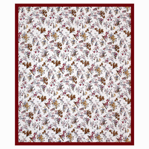 Nature Melody Maroon Cotton Quilted Bedcover Comforter Blanket