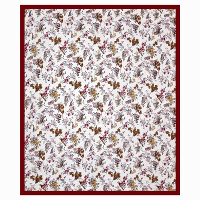 Nature Melody Maroon Cotton Quilted Bedcover Comforter Blanket
