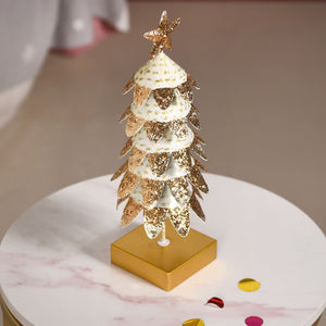 White Christmas Tree With Gold Glitter Showpiece