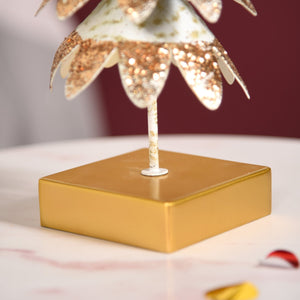 White Christmas Tree With Gold Glitter Showpiece