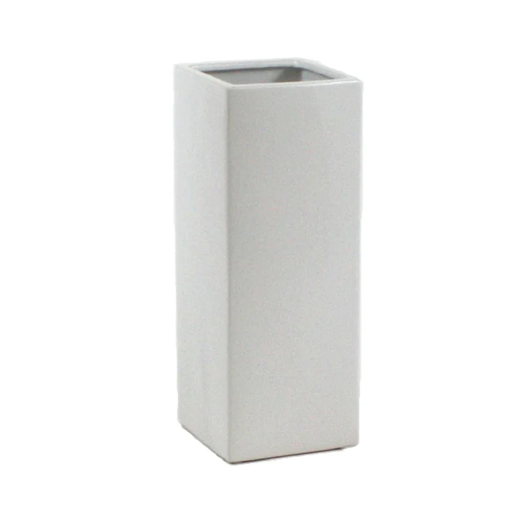Tall White Ceramic Square Vase