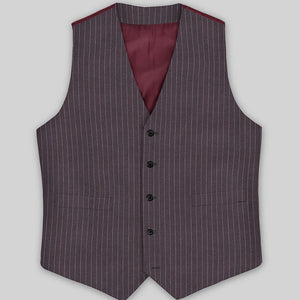 Wine Pinstripe Waist Coat