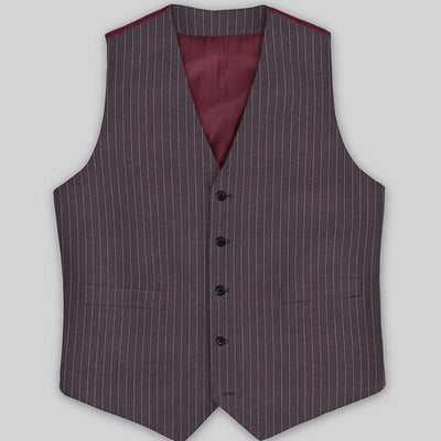 Wine Pinstripe Waist Coat