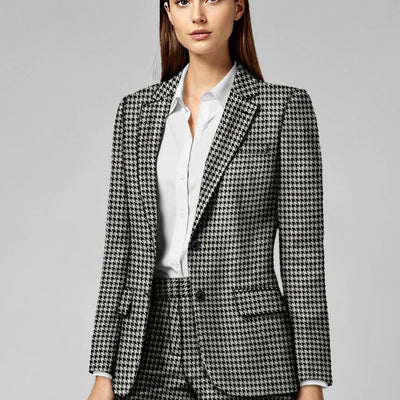 Women's Big Houndstooth BW Tweed Suit