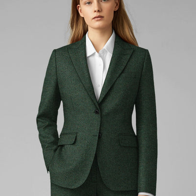 Women's Bottle Green Herringbone Tweed Suit