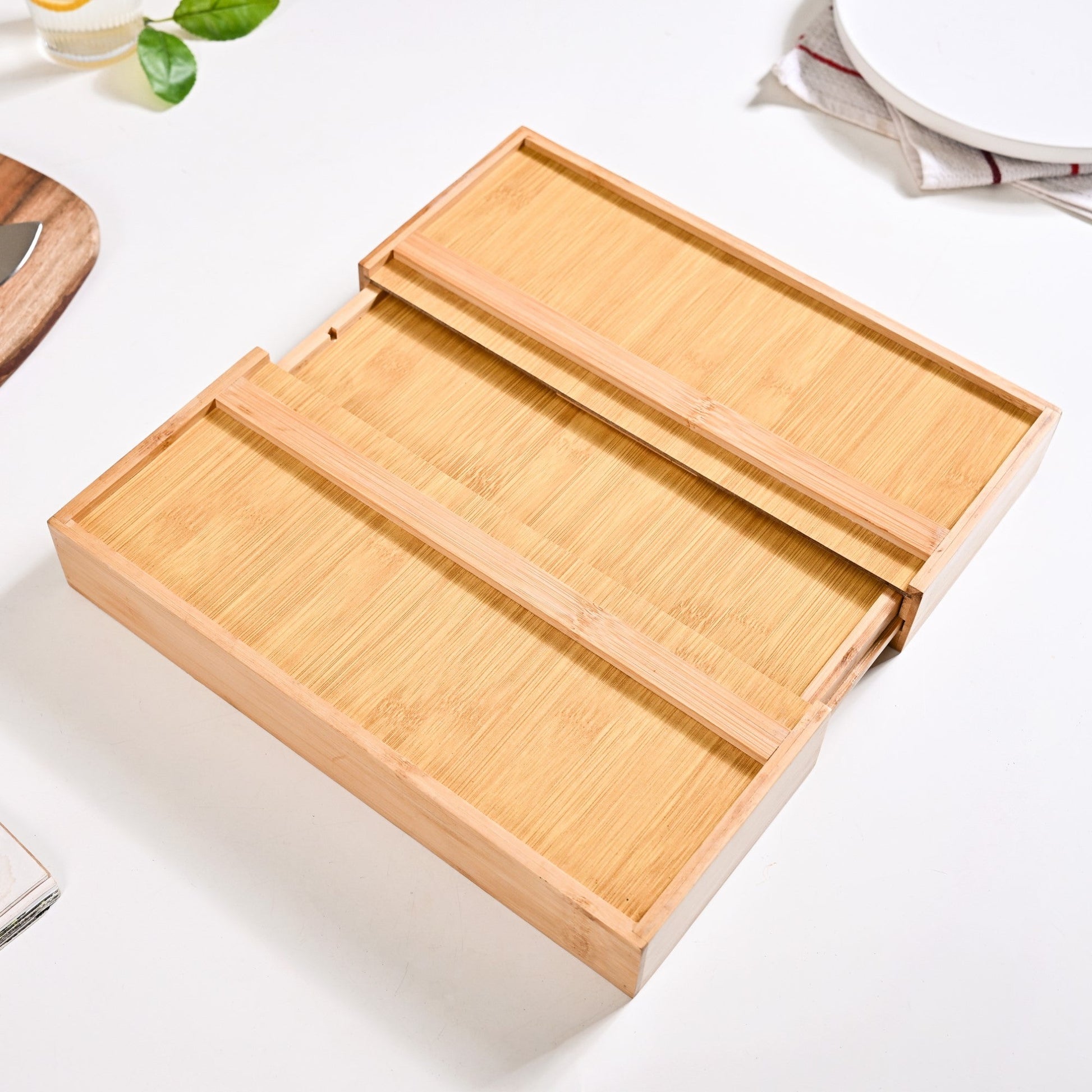Adjustable Bamboo Kitchen Drawer Organiser For Cutlery
