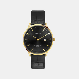 Fashion Men Quartz Black Dial Analog Leather Watch TWEG21901