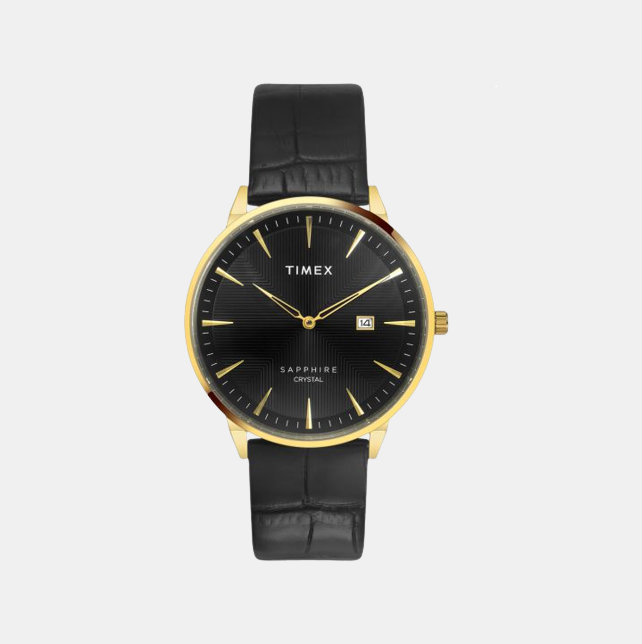 Fashion Men Quartz Black Dial Analog Leather Watch TWEG21901