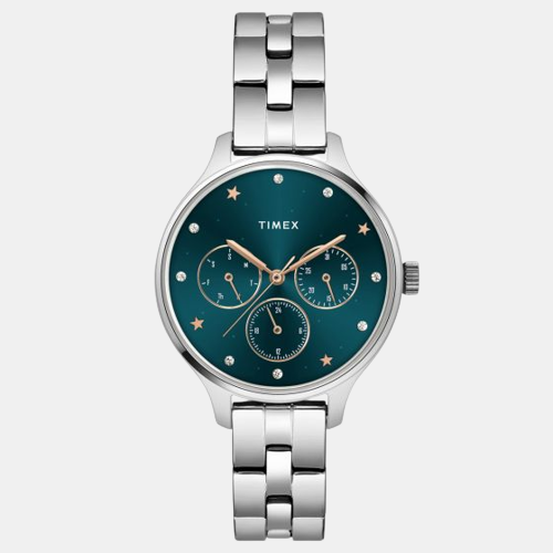 Fashion Women Quartz Blue Dial Multi-Function Stainless Steel Watch TWEL14813