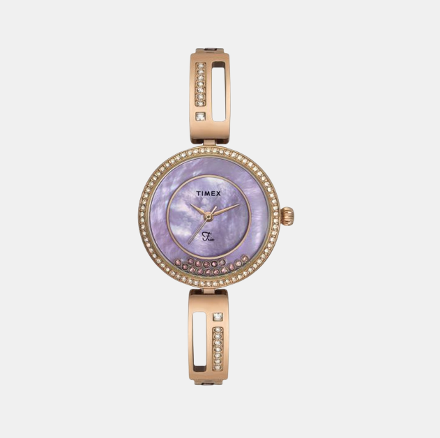 Fria Women Quartz Purple Dial Analog Brass Watch TWEL16502