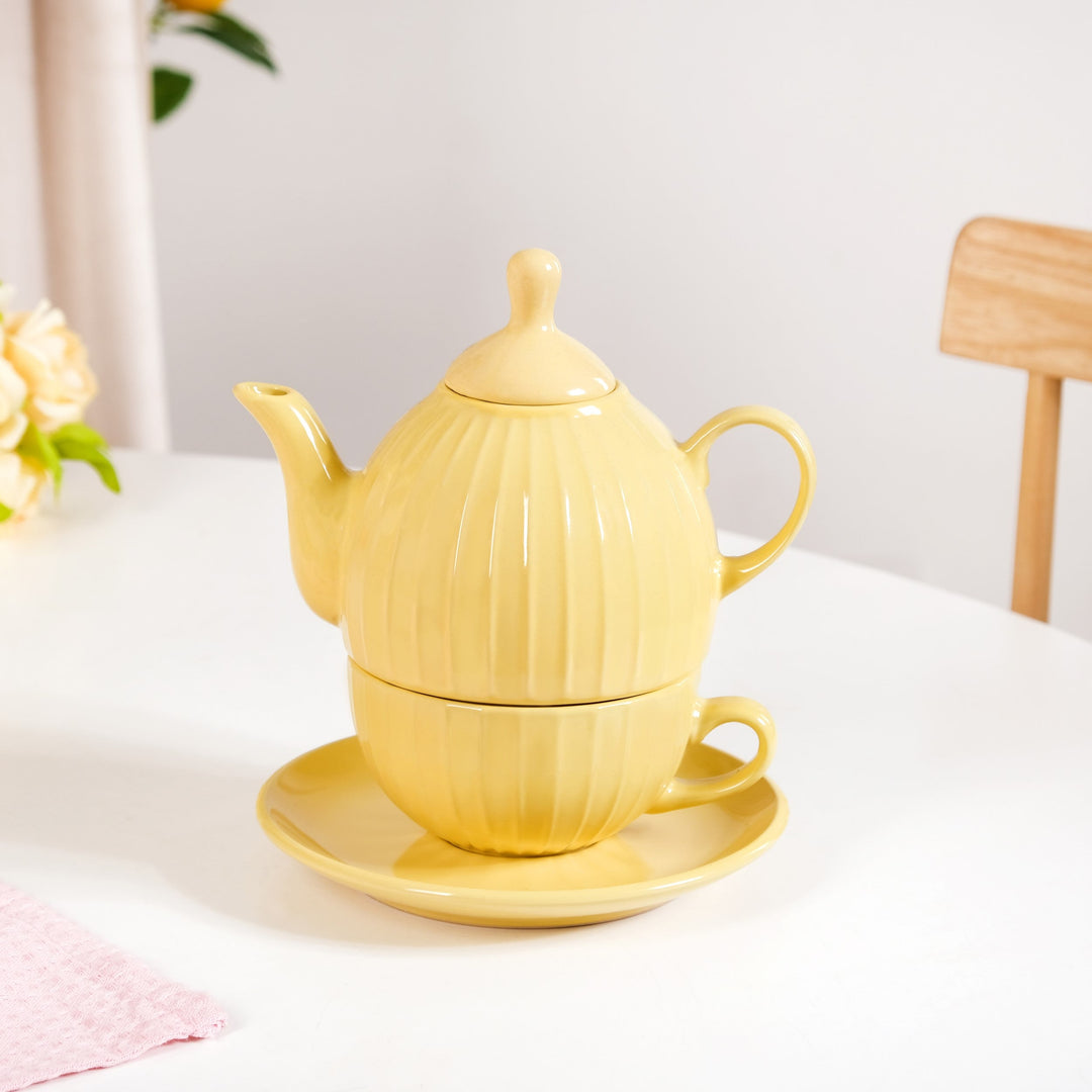 Ambrosia Stackable Ceramic Tea Set For 1 Yellow