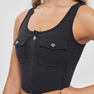 Zip Front Cargo Tank - Black