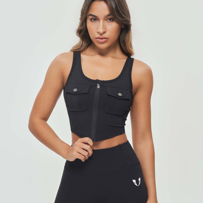 Zip Front Cargo Tank - Black