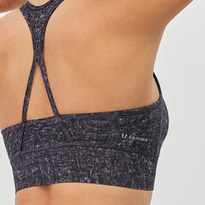 Zip Front Sports Bra - Denim Black