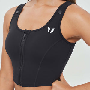 Zip Up Padded Tank - Black