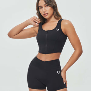 Zip Up Padded Tank - Black