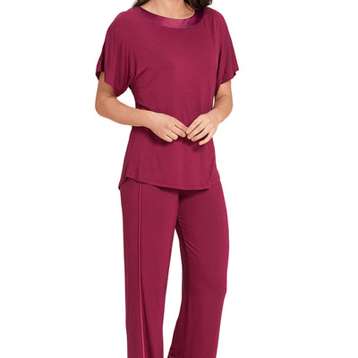 Satin Edge Pyjama Top - Rhododendron