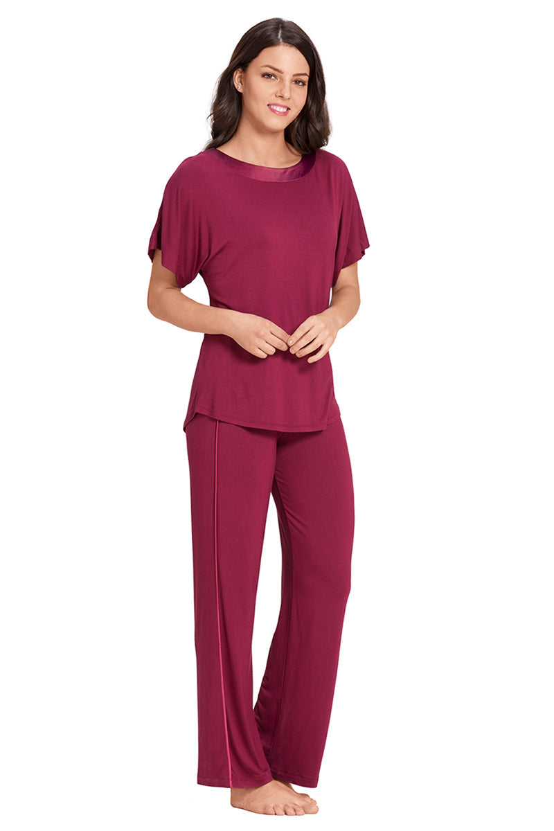 Satin Edge Pyjama Top - Rhododendron