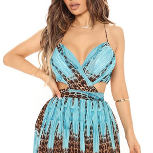 BlackTree Noemi Sleeveless Maxi Dress - Aqua/Combo.