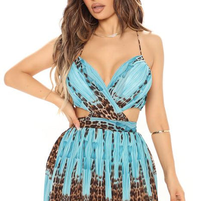 BlackTree Noemi Sleeveless Maxi Dress - Aqua/Combo.