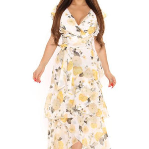 White Sweet Feeling Floral Maxi Dress by BlackTree..