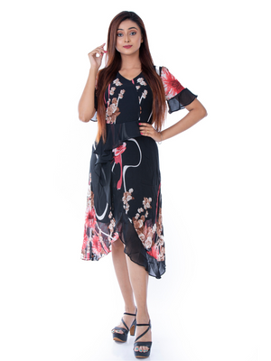 BLACKTREE DEEP NAVY BLUE FLORAL DRESS.