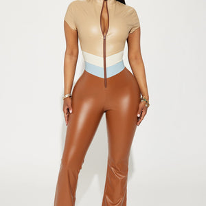 BlackTree 70's Faux Leather Jumpsuit