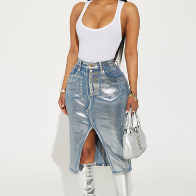 BlackTree Denim Midi Skirt